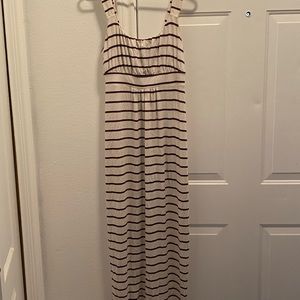 Brown and white striped maxi dress